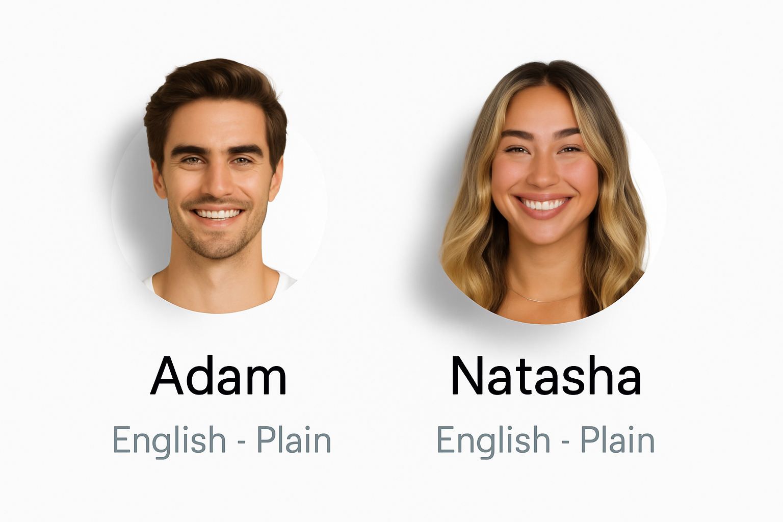AI Voice Profiles - Adam and Natasha